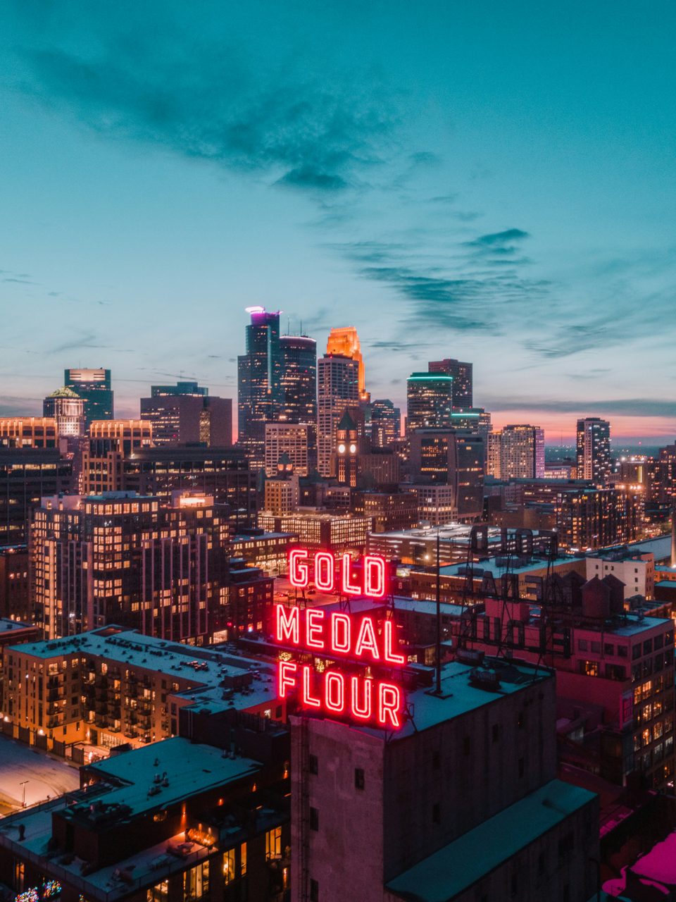 Downtown Minneapolis at dusk
